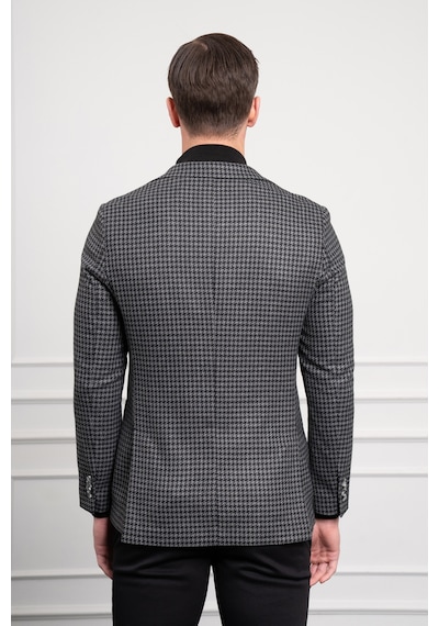 Morven Erkek Siyah Dokuma Slim Fit Dar Kesim Mono Yaka Ceket 25ks002002001 Siyah