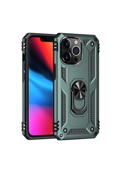 Apple iPhone Uyumlu 14 Pro Kılıf Sofya Yüzüklü Silikon Kapak - Yeşil Bz8683140425517