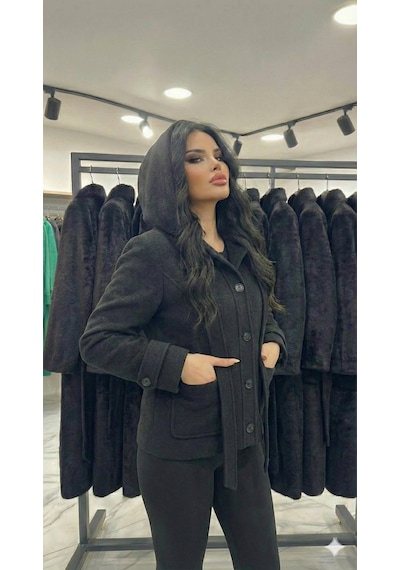 Ribana Classic Siyah Kapüşonlu Yeni Sezon Astarlı Premium Kalite Rahat Kalıp Kadın Kaşe Kaban Mont D99815 Mor - Siyah Ribana Classic Siyah Kapüşonlu Yeni Sezon Astarlı Premium Kalite Rahat Kalıp Kadın Kaşe Kaban Mont D99815 Mor - Siyah