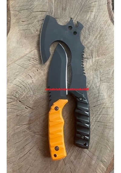 Dmr Dövme Çelik Kamp Baltası Kamp Çakısı Karbon Çelik Balta Çakı 2li Set