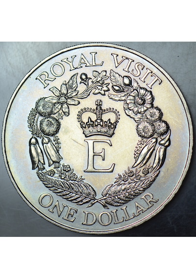 Yeni Zelanda 1 Dolar 1986 Hatıra-ıı. Elizabeth Ziyareti. 40.000 Basılmıştır. 38,6 Mm 28,3 Gr. Çil -