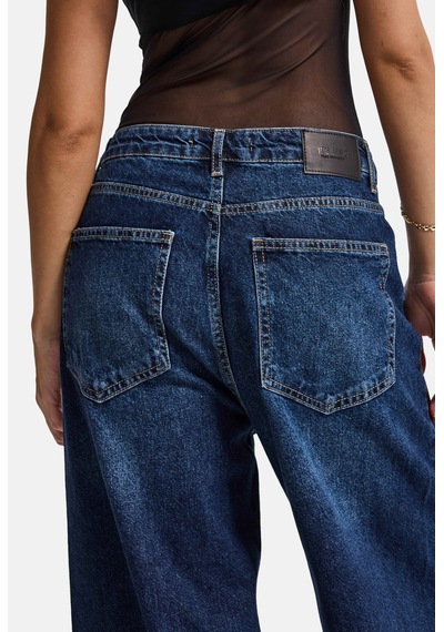 Kadın Koyu Mavi 2w6-5 Süper Baggy Yan Süet Detaylı Özel Tasarım Denim Jean