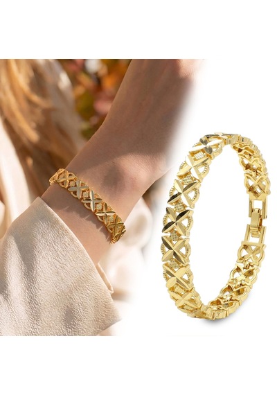 Premium Şık Ve Parlak Clovera 24k Gold Kaplama 8 Mm Kadın Bijuteri Bileklik 3183kbv5d2 18cm Altın