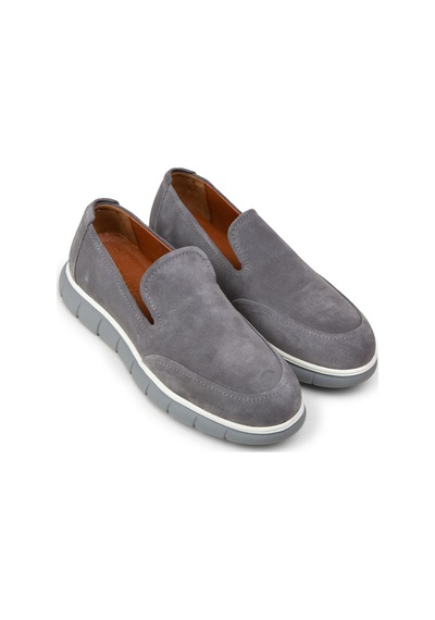 Deery Erkek Hakiki Süet Gri Loafer Ayakkabı - 02044mgrıe01