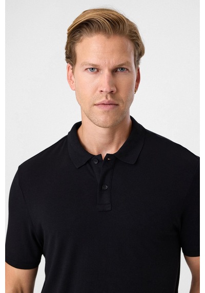 Back And Bond Siyah Regular Fit Polo Yaka Tişört