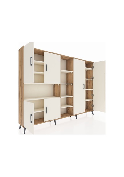 Arges Dolap 13 Raflı 6 Kapaklı 220x30x163 Çam-aytaşı Çam-aytaşı