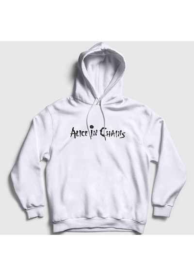 Presmono Unisex Alice In Chains Kapüşonlu Sweatshirt Beyaz