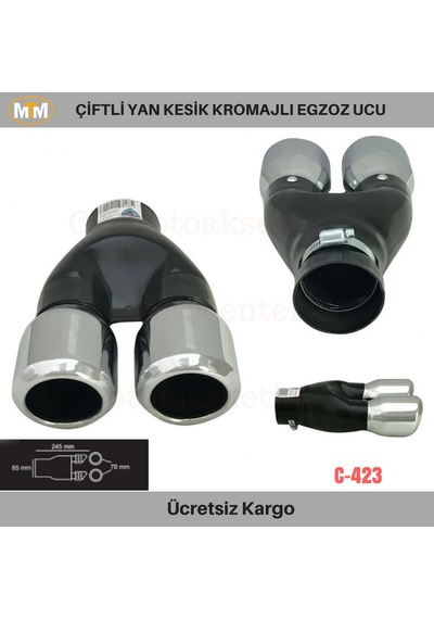 Carmind Çiftli Yan Kesik Kromajlı Egzoz Ucu C-423