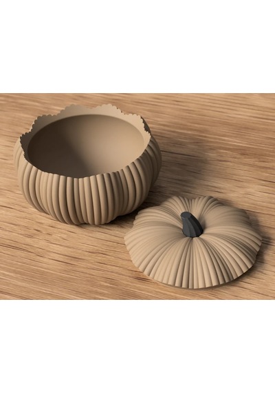 3d Baskı Kapaklı Balkabağı Şeker Kasesi Cadılar Bayramı Dekoratif Balkabağı Saklama Kabı - Kahverengi