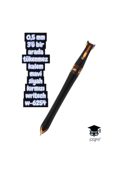 0,5 Mm 3'ü Bir Arada Tükenmez Kalem Mavi Siyah Kırmızı Writech W-6254
