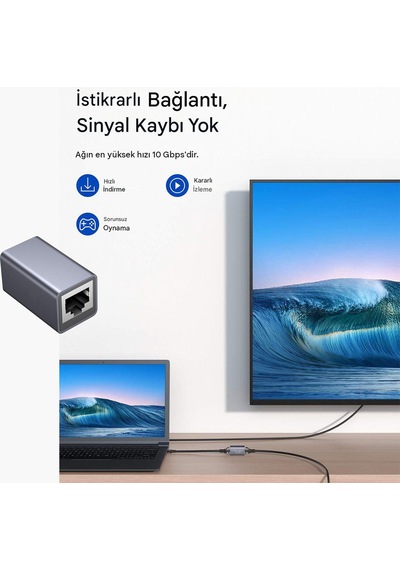 Rj45 Dişi Dişi İnternet Bağlantı Konnektörü, 10 Gbps Alüminyum Gövdeli