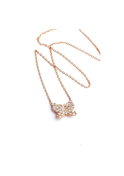 Kelebek Figürlü 925 Ayar Gümüş Rose Minimal Kolye