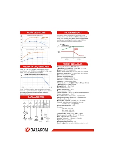 Datakom Bc-5A-M 12/24 Volt Oto Seçimli Akıllı Akü Şarj Redresörü