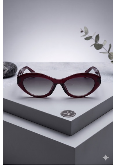 Katte Çerçeveli Cateye Güneş Gözlüğü Modern Zarif Model Unisex Gözlük Bordo