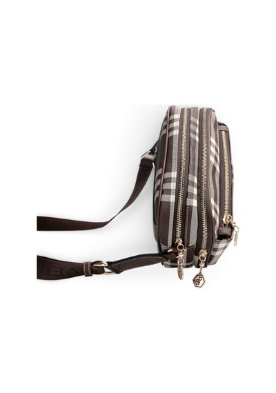 Silver & Polo Silver Polo Kahve - Kahve Çizgili Ekose Kadın Çapraz Çanta Sp1162