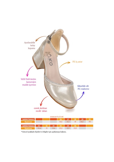 Kiko Kids Ressa Taşlı Kız Çocuk 5 Cm Topuklu Sandalet Abiye Ayakkabı Altın Altın