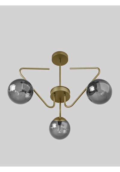 Lunor Cam Küre Başlıklı Modern 3'lü Avize Salon Ve Oturma Odası Siyah
