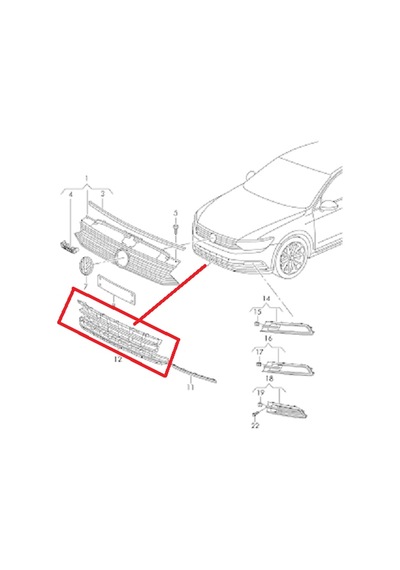 Volkswagen B8 Passat Ön Tampon Orta Izgara Nikelajlı 3g0853671 Nikelajli
