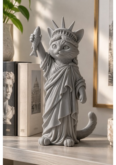Özgürlüğün Kedisi Figürlü Dekoratif Biblo - Büyük Boy - 22cm 78081260