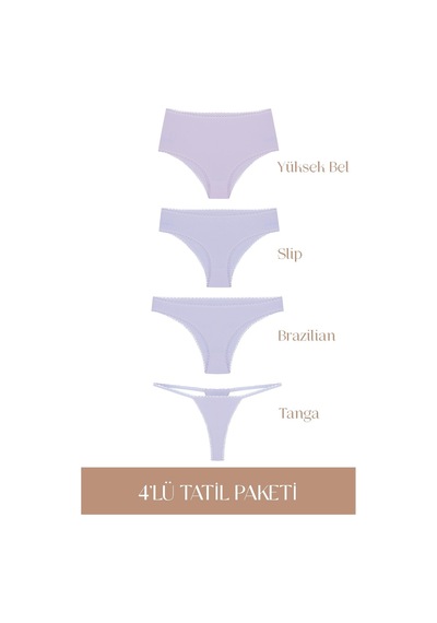 Cotvie Lila Pamuklu 4'lü Tatil Külot Seti Lila