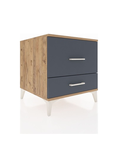 Kronos Komodin 2 Çekmeceli 60x59x64 Çam-antrasit Atlas Çam