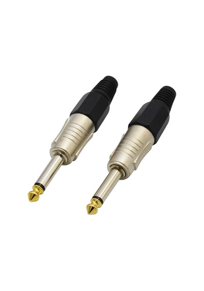 100 Adet - 6.35 Mm Mono Erkek Fiş Lehim Tipi Jack Konnektörü Altın Uçlu