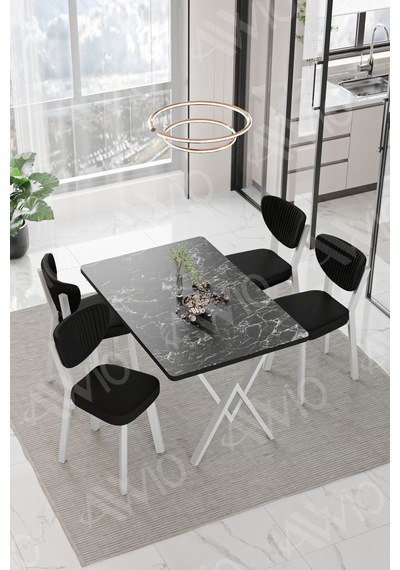 Avvio Senta Beyaz Elma Sandalye 80x120 Yemek Masası Mutfak Masası 4 Kişilik Masa Sandalye Takımı Siyah Mermer Avvio Senta Beyaz Elma Sandalye 80x120 Yemek Masası Mutfak Masası 4 Kişilik Masa Sandalye Takımı Siyah Mermer