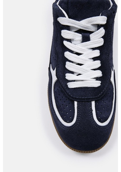 Team Lacivert Süet Hakiki Deri Kadın Sneaker Lacivert