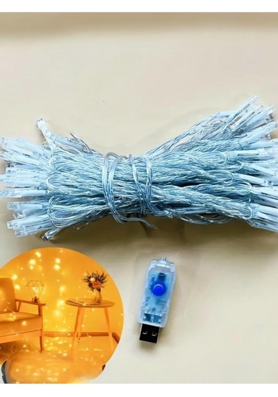 10 Mt Yılbaşı Led Günışığı Usb Girişli Noel Dekorasyon Üç Kademeli, Sarı Diğer