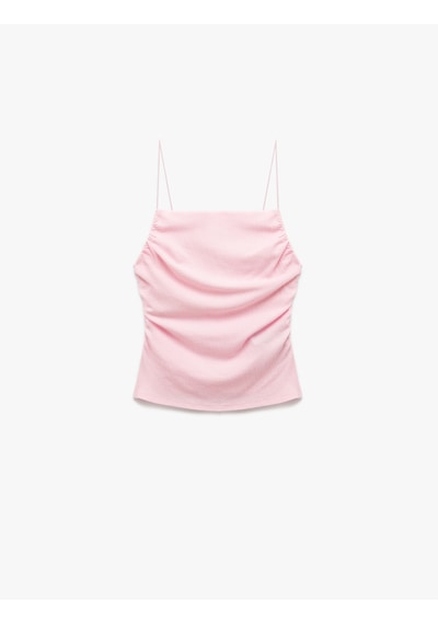 Koton Bürümcük Dokulu Büzgülü İp Askılı Bluz Pembe 5sak10450ek Gül
