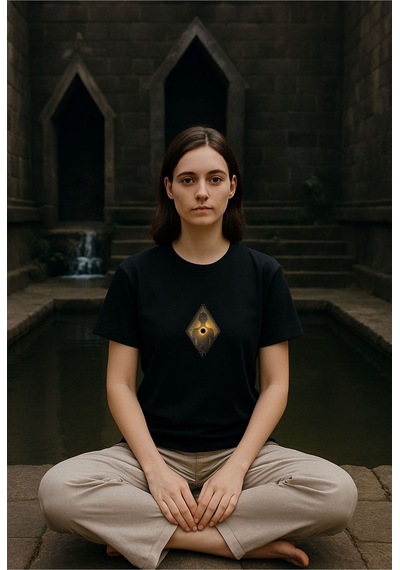 Oversize Siyah T-shirt - Kutsal Geometri SIYAH