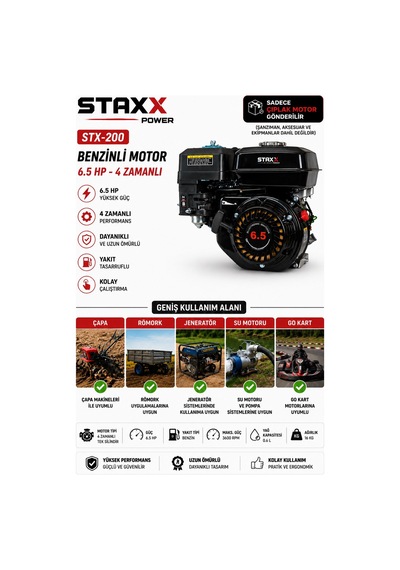 Staxx Power ST20019K 6.5HP Benzinli Motor