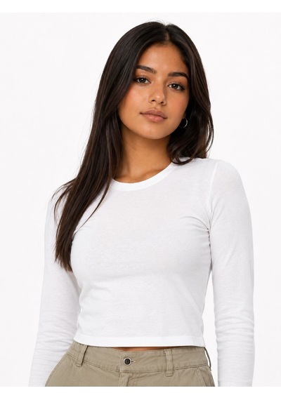 LOFT Slim Crop Fit Kadın Tshirt U.kol Beyaz