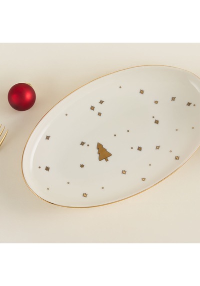 Aryıldız New Year Tree Kayık Tabak 25 Cm Çok Renkli
