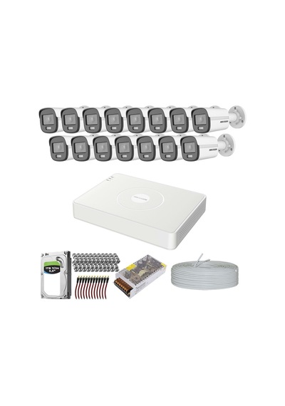 Hıkvısıon Colorvu Gece-karanlıkta 7/24 Renkli Ve Sesli 15 Kameralı Set 1tb 7/24 Hdd