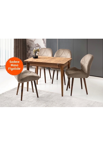 Yanlardan Açılır Büyüyen Yemek Masası Dış Budak 75 x 80 CM Sadece Masa