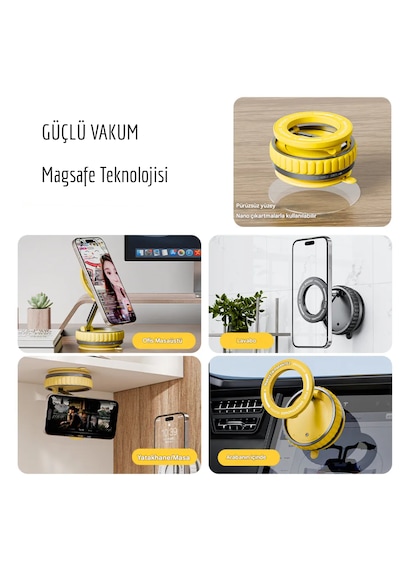 K11 Güçlü Vakumlu Vantuzlu Araç İçi Telefon Tutucu Magsafeli Oto