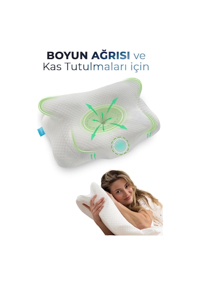 Nova Visco Yastık Ortopedik Boyun Destekli Memory Foam Ergonomik Yastık Beyaz 62x42x13/10cm