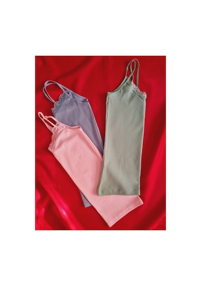 Demirsa Boutique Fitilli, Dantelli İp Askılı, Pamuklu, Likralı, V Yaka Yeşil, Mavi Ve Pembe Ribana Kadın Atlet 3'lü Mavi-yeşil-pembe Demirsa Boutique Fitilli, Dantelli İp Askılı, Pamuklu, Likralı, V Yaka Yeşil, Mavi Ve Pembe Ribana Kadın Atlet 3'lü Mavi-yeşil-pembe
