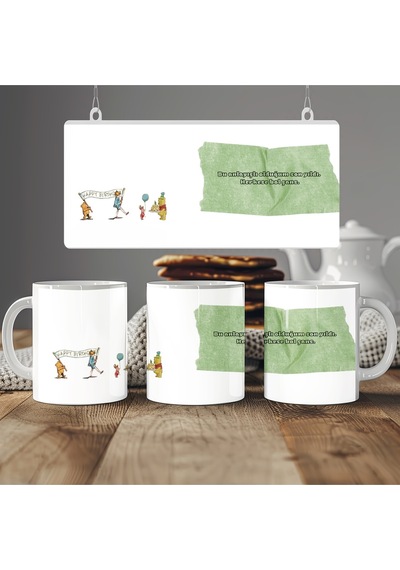 Winnie The Pooh Tasarım Kutlama Temalı Doğum Günü Kupa Bardak Eğlenceli Ve Renkli Hediye Bardak Beyaz
