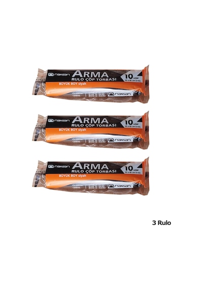 Arma Standart Büyük Boy 50 Litre Çöp Torbası Poşeti / 65 x 80 CM - Siyah - 10 Adetlik 3 Rulo