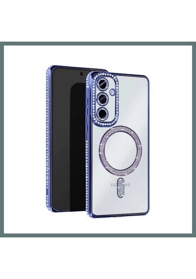 Bezos Samsung Galaxy A35 5g Uyumlu Joke Simli Magneticsafe Kılıf - Mavi Ventra