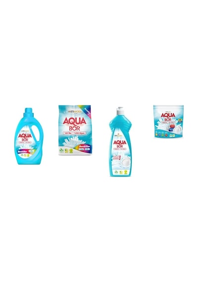 Aquabor Doğal Mineralli Sıvı Renkliler + 4 Kg Renkliler + Elde Bulaşık + Tablet 4 Lü Set 0.75 LT - 2.5 LT - 12 KG 20072273