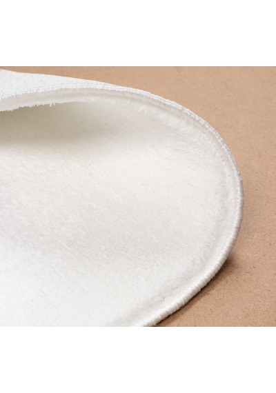 Vl Yuvarlak Comfort Ponpon Saçaklı Peluş Oval Beyaz Saçaksız