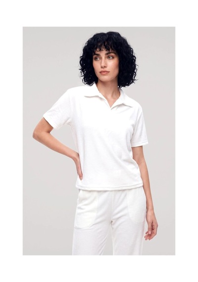 İkikareshop Özel Tasarım Kadın Beyaz Polo Yaka Pijama Takımı %100 Pamuk Çok Renkli