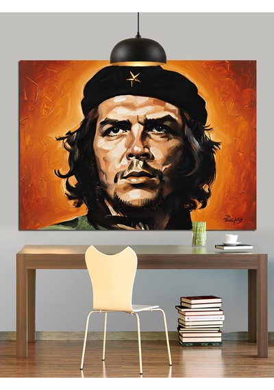Che Guevara Portresi İllüstrasyonu Dekoratif Kanvas - Mdf Ahşap Tablo