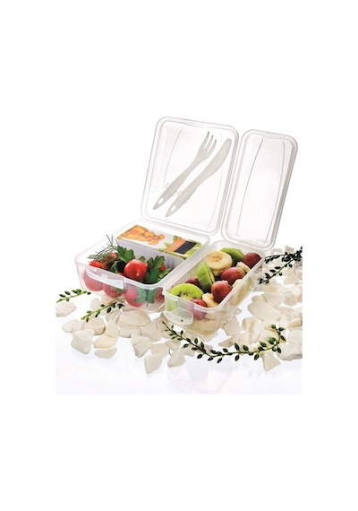 Takeaway Ergonomik Asorti Çatal Bıçaklı Pratik Yoğurt Saklama Kabı Bx40 Renkli