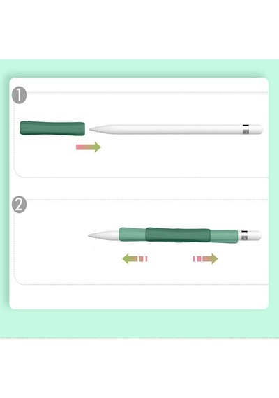 Apple Pencil 1-2 Nesil Pro Usb-c Uyumlu Soft Yumuşak Silikon Kalem Tutucu Ve 8'li Kalem Ucu Koruyucu Haki