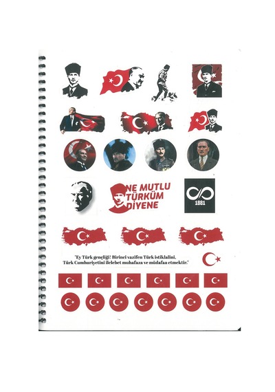 Keskin Atatürk Ve Bayrak Spiral Def. 80 Yap. 16x22 Kareli Karton Kap Çok Renkli