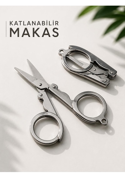 Katlanabilir Makas Paslanmaz Çelik Cep Boy Taşınabilir Pratik Makas